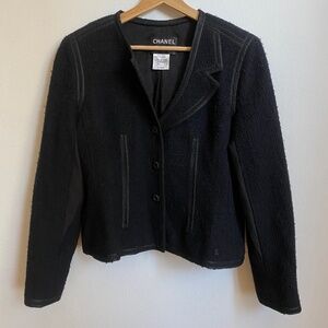 Chanel black tweed blazer vintage
